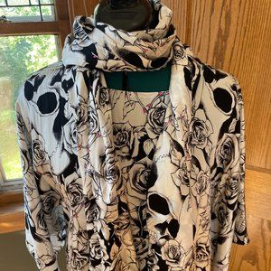 Thomas Wylde Silk Caftan Dress and Scarf - skull and roses!